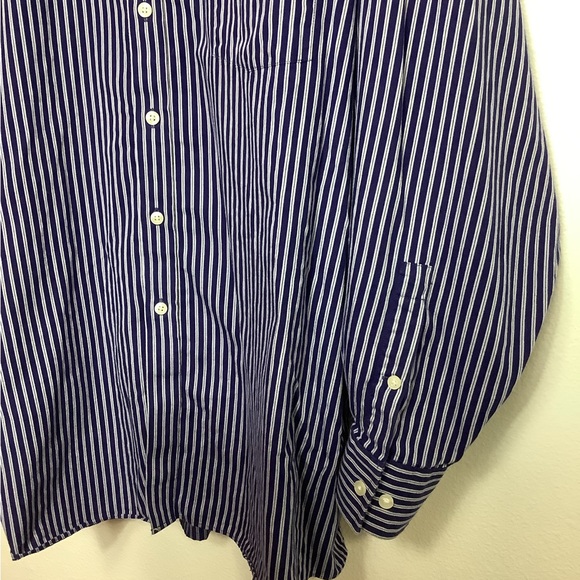 Michael Kors button up shirt Blue and white striped Men’s 18.5 34/35 Big EUC. - Picture 3 of 13